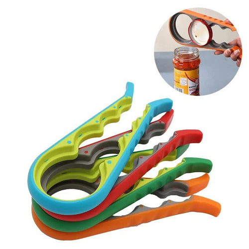 1 Bottle Opener, Screw Cap Opener, Multi-functional 4-in-1 Can Opener, Can Clamp, Lid Opener, Jar Opener, Bottle Cap Opener